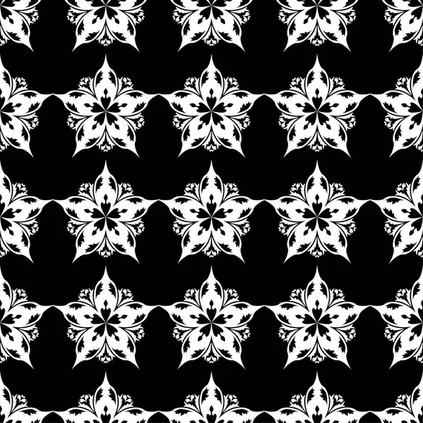 Zwart Wit Bloemen Sieraad Naadloze Patroon Voor Textiel Wallpapers — Stockvector