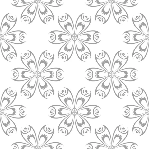 Licht Grijze Floral Ornament Wit Naadloze Patroon Voor Textiel Wallpapers — Stockvector