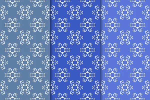 Conjunto Adornos Florales Patrones Azules Verticales Sin Costura Fondos Pantalla — Archivo Imágenes Vectoriales