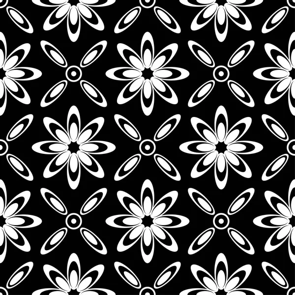 黑白相间的花饰 纺织品和墙纸无缝图案 — 图库矢量图片