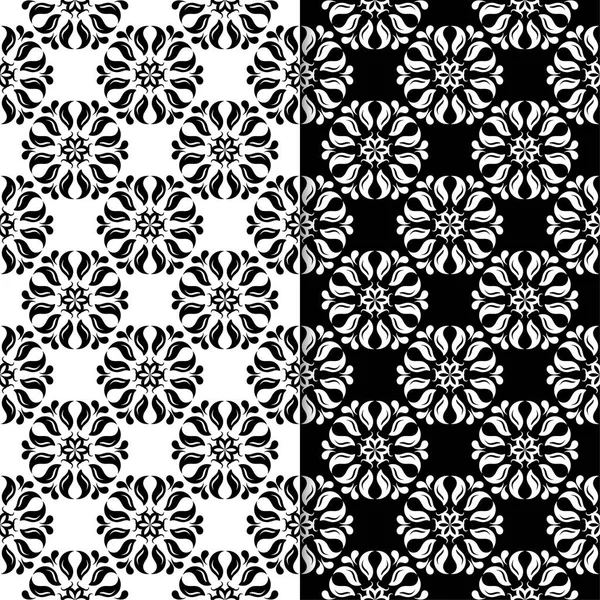 Siyah Beyaz Çiçek Arka Planlar Tekstil Duvar Kağıtları Için Dikişsiz — Stok Vektör