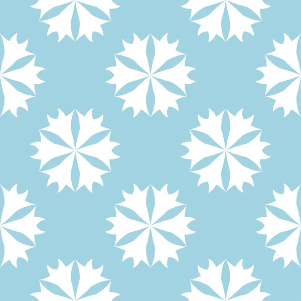 Mavi Zemin Üzerine Beyaz Çiçek Süsleme Tekstil Duvar Kağıtları Için — Stok Vektör