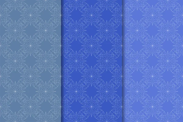 Набір Квіткових Прикрас Сині Вертикальні Безшовні Візерунки Шпалери Фони — стоковий вектор