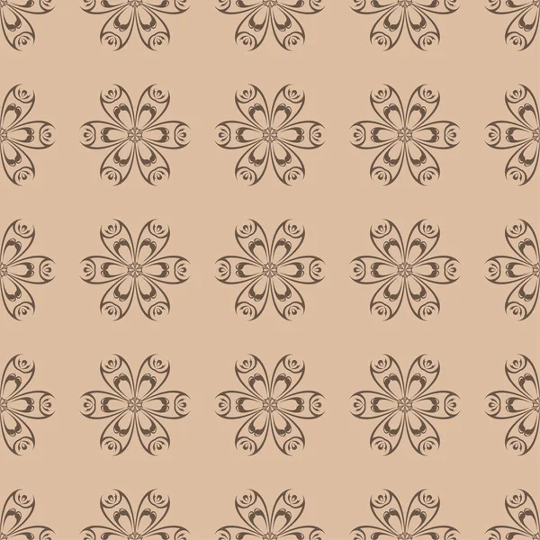 Ornement Floral Brun Sur Fond Beige Modèle Sans Couture Pour — Image vectorielle