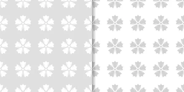 Fond Floral Gris Clair Ensemble Motifs Sans Couture Pour Textiles — Image vectorielle