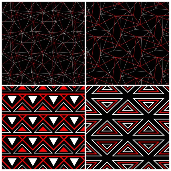 Poligonal Inconsútil Negro Blanco Rojo Patrones Fondos Geométricos Clásicos Para — Archivo Imágenes Vectoriales
