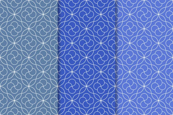 Набор Геометрических Орнаментов Синие Вертикальные Безseamless Узоры Полотна Текстиля Обоев — стоковый вектор