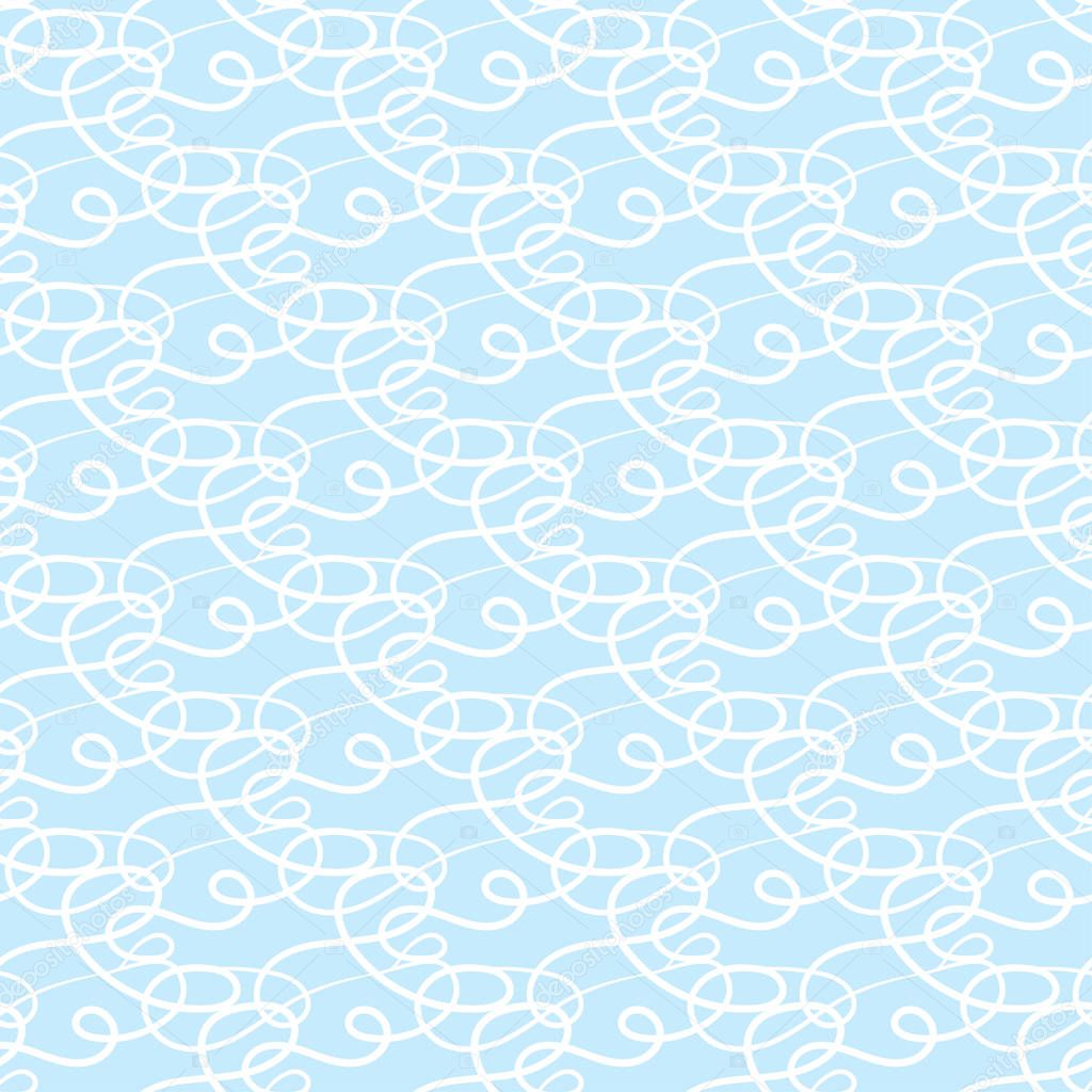Abstract seamless pattern. Light blue and white background for textile, wallpapers and fabrics