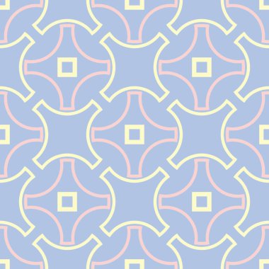 Geometrik seamless modeli. Soluk mavi arka plan bej ve pembe öğeler duvar kağıtları, Tekstil ve kumaş için