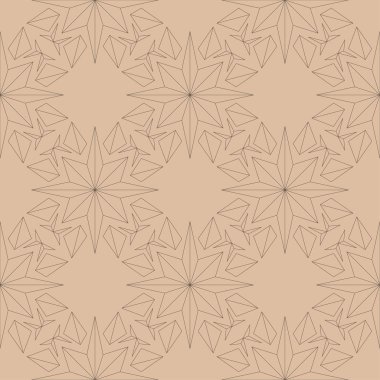 Bej renkli arka plan üzerinde kahverengi çiçek süsleme. Tekstil ve duvar kağıtları için seamless modeli