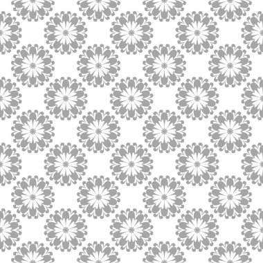 Beyaz arka plan üzerine açık gri çiçek süsleme. Tekstil ve duvar kağıtları için seamless modeli