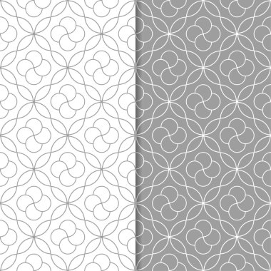 Geometrik süsler kümesi. Gri ve beyaz Dikişsiz desen web, Tekstil ve duvar kağıtları için