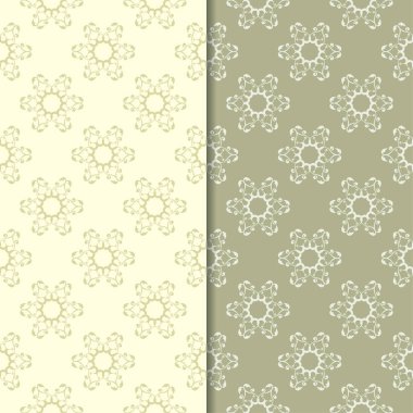 Zeytin yeşili çiçek arka planlar. Tekstil ve duvar kağıtları için dikişsiz desen seti