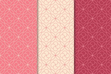 Geometrik süsler kümesi. Web, Tekstil ve duvar kağıtları için kiraz kırmızı Dikişsiz desen