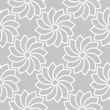 Gri arka plan üzerinde beyaz çiçek süsleme. Tekstil ve duvar kağıtları için seamless modeli