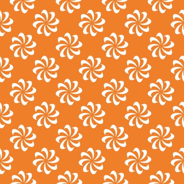 Turuncu zemin üzerine beyaz çiçek tasarım. Tekstil ve duvar kağıtları için seamless modeli