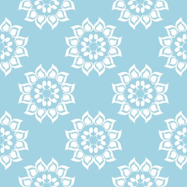 Mavi ve beyaz çiçek süsleme. Tekstil ve duvar kağıtları için seamless modeli