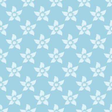 Beyaz ve mavi çiçek süs tasarım. Tekstil ve duvar kağıtları için seamless modeli