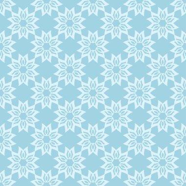 Mavi zemin üzerine beyaz çiçek tasarım. Tekstil ve duvar kağıtları için sorunsuz süsleme