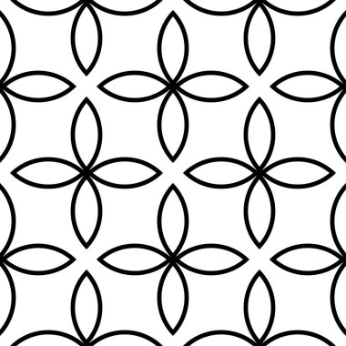 Beyaz ve siyah tek renkli geometrik süsleme. Web, Tekstil ve duvar kağıtları için seamless modeli