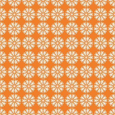 Turuncu zemin üzerine beyaz çiçek süsleme. Tekstil ve duvar kağıtları için seamless modeli