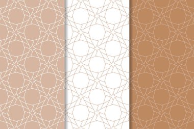 Web, Tekstil ve duvar kağıtları için dikişsiz desen kahverengi ve beyaz geometrik dizi
