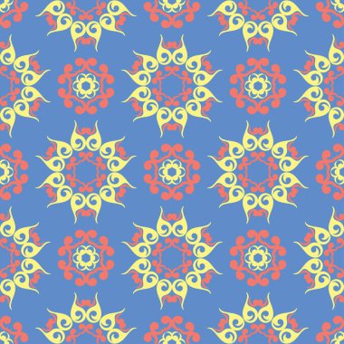 Çiçek mavi seamless modeli. Parlak arka plan duvar kağıtları, Tekstil ve kumaş için renkli çiçek öğeleri ile