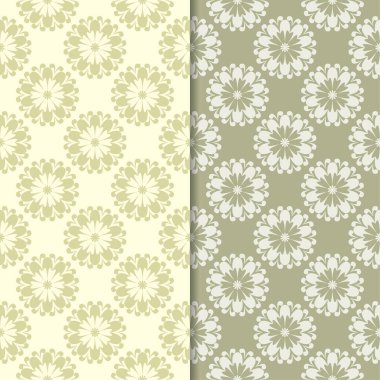 Zeytin yeşili çiçek arka planlar. Tekstil ve duvar kağıtları için dikişsiz desen seti