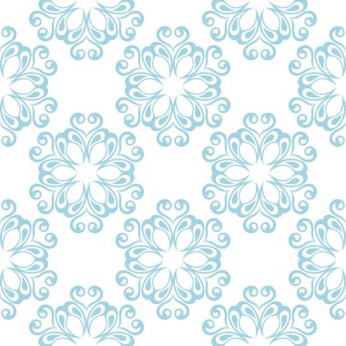 Beyaz zemin üzerine mavi çiçek seamless modeli. Tekstil ve duvar kağıtları için sorunsuz tasarım