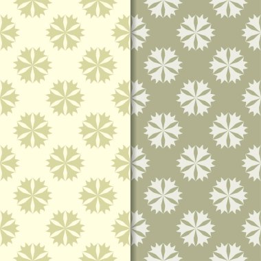 Zeytin yeşili çiçek arka planlar. Tekstil ve duvar kağıtları için dikişsiz desen seti