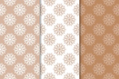 Kahverengi çiçek arka planlar. Tekstil ve duvar kağıtları için dikişsiz desen seti