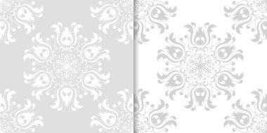 Işık gri çiçek arka planlar. Tekstil ve duvar kağıtları için dikişsiz desen seti