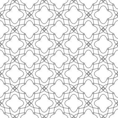 Beyaz arka planda siyah geometrik süsleme. Web, Tekstil ve duvar kağıtları için seamless modeli