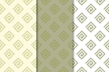 Zeytin yeşili ve web, Tekstil ve duvar kağıtları için geometrik Dikişsiz desen beyaz set