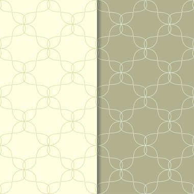Zeytin yeşili geometrik süsler. Web, Tekstil ve duvar kağıtları için dikişsiz desen seti