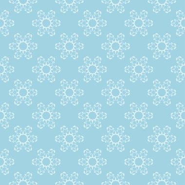 Mavi zemin üzerine beyaz çiçek desenli. Tekstil ve duvar kağıtları için sorunsuz süsleme