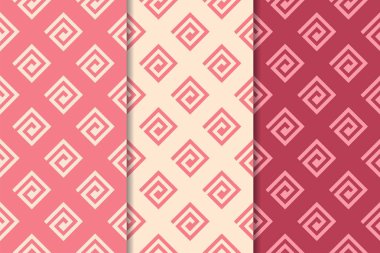 Kiraz kırmızı geometrik yazdırır. Web, Tekstil ve duvar kağıtları için dikey Dikişsiz desen seti