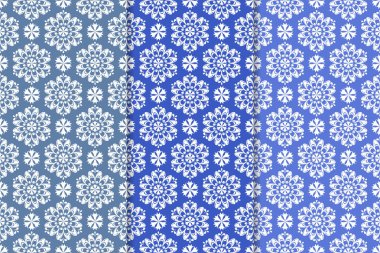 Çiçek desenleri kümesi. Mavi dikey Dikişsiz desen. Duvar kağıdı arka plan