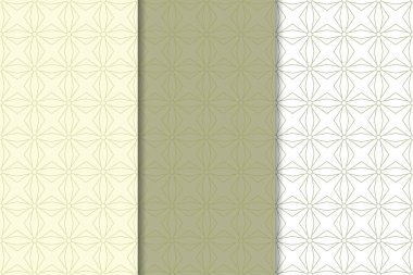Zeytin yeşili ve web, Tekstil ve duvar kağıtları için geometrik Dikişsiz desen beyaz set