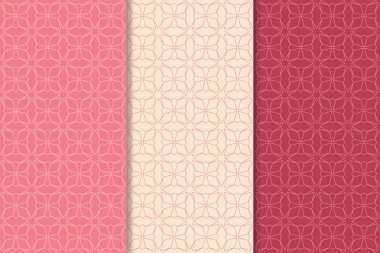 Geometrik süsler kümesi. Web, Tekstil ve duvar kağıtları için kiraz kırmızı Dikişsiz desen