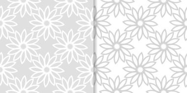 Işık gri çiçek arka planlar. Tekstil ve duvar kağıtları için dikişsiz desen seti