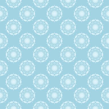 Mavi zemin üzerine beyaz çiçek tasarım. Tekstil ve duvar kağıtları için sorunsuz süsleme