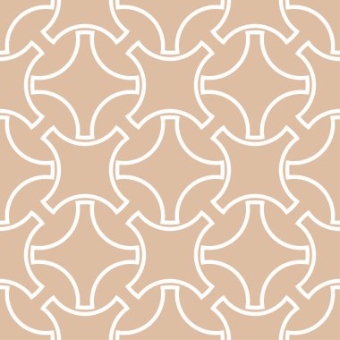 Bej ve beyaz geometrik süsleme. Web, Tekstil ve duvar kağıtları için seamless modeli