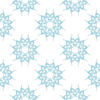 Beyaz zemin üzerine mavi çiçek süsleme. Tekstil ve duvar kağıtları için seamless modeli