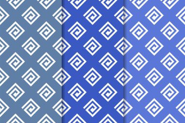 Web, Tekstil ve duvar kağıtları için geometrik Dikişsiz desen mavi seti