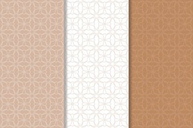 Geometrik süsler kümesi. Kahverengi ve beyaz Dikişsiz desen web, Tekstil ve duvar kağıtları için