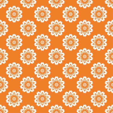 Turuncu ve beyaz çiçek süsleme. Tekstil ve duvar kağıtları için seamless modeli