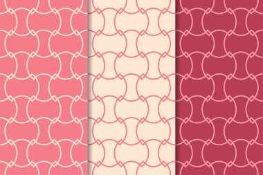 Kiraz kırmızısı geometrik süsler. Web, Tekstil ve duvar kağıtları için dikey Dikişsiz desen seti