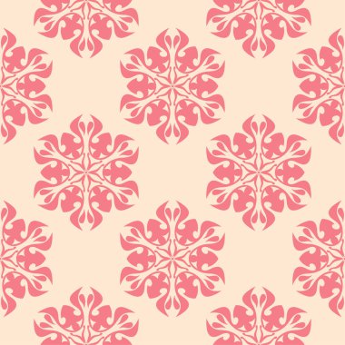 Kırmızı ve bej çiçekli süs. Tekstil ve duvar kağıtları için seamless modeli