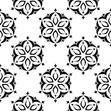 Çiçek siyah beyaz tek renkli seamless modeli. Çiçeğe öğeleri için duvar kağıdı arka plan.